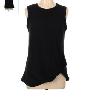 Sherosa Black Side Knot Sleeveless Waffle Knit Top Women's Large L Casual Summer